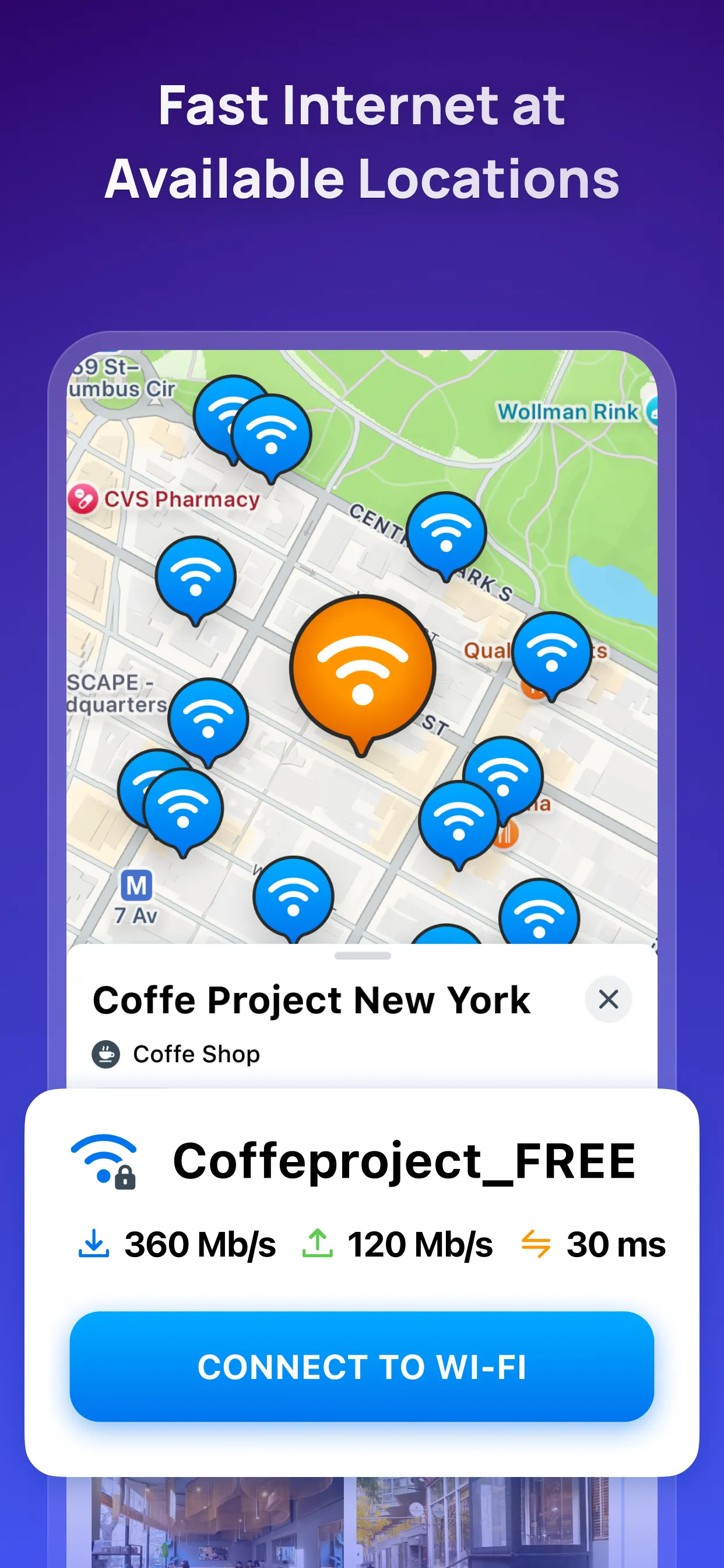 WiFi Map shows available networks near you with connection speed details