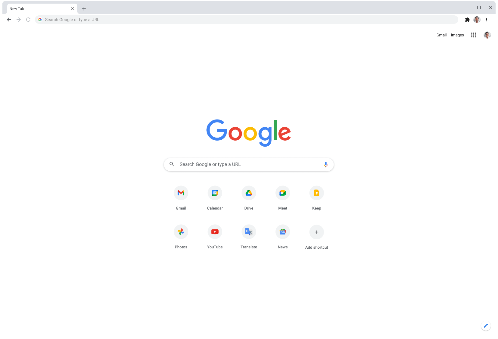 האתר Google.com מוצג בחלון של דפדפן Chrome.