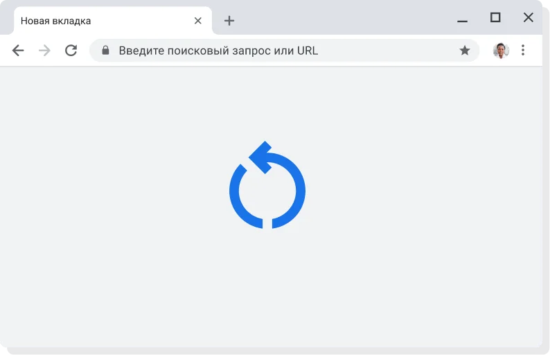 Окно Chrome со значком запланированного обновления
